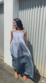 Celine Maxi Dress In Grey Dream Tie Dye