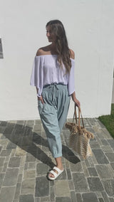 Dream Pant in LUX Cotton Plain Sage/Teal