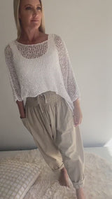 Travel Overlay Knit Top in White