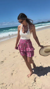 Ripple Effect Mini Skirt in Pink Willow