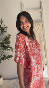 Long Kaftan In Tropic Coral