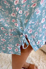 Strapless Beach Dress/Skirt in Blue Flower