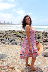 Strapless Beach Dress/Skirt in Speckle Flower