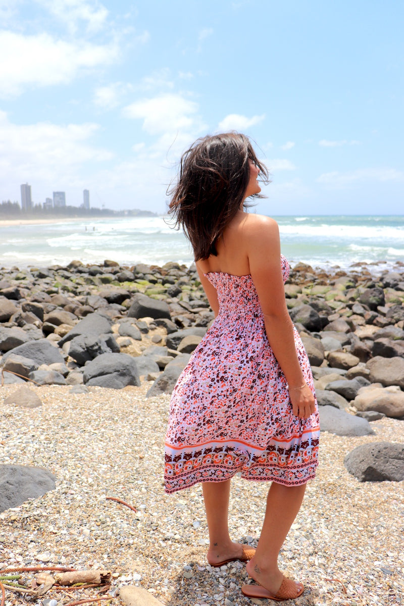 Strapless Beach Dress/Skirt in Speckle Flower