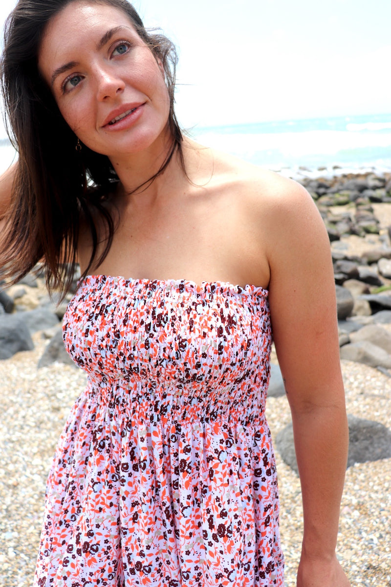 Strapless Beach Dress/Skirt in Speckle Flower
