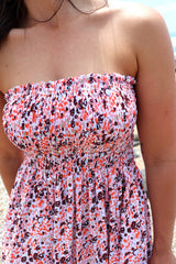 Strapless Beach Dress/Skirt in Speckle Flower