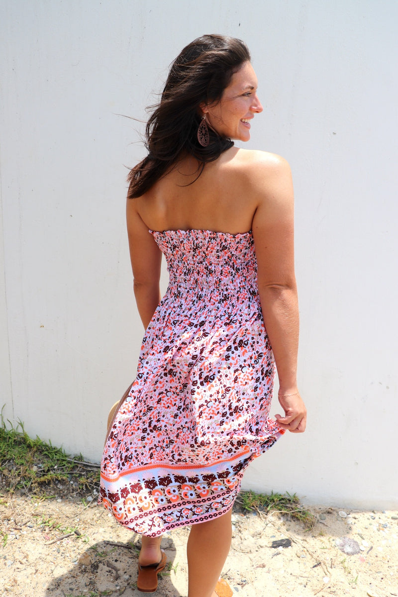 Strapless Beach Dress/Skirt in Speckle Flower