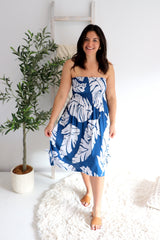 Strapless Beach Dress/Skirt in Samoa Blue