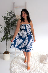 Strapless Beach Dress/Skirt in Samoa Blue