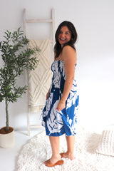 Strapless Beach Dress/Skirt in Samoa Blue