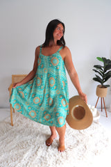 Short Swing Dress In Dayspring Aqua Green