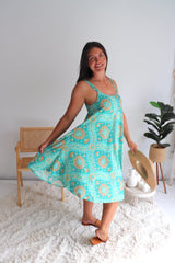 Short Swing Dress In Dayspring Aqua Green