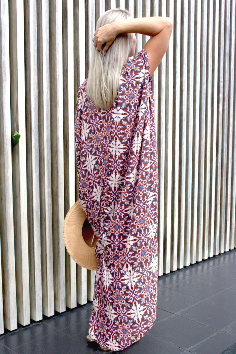 Island Holiday High Low Dress - Mosaic Rust