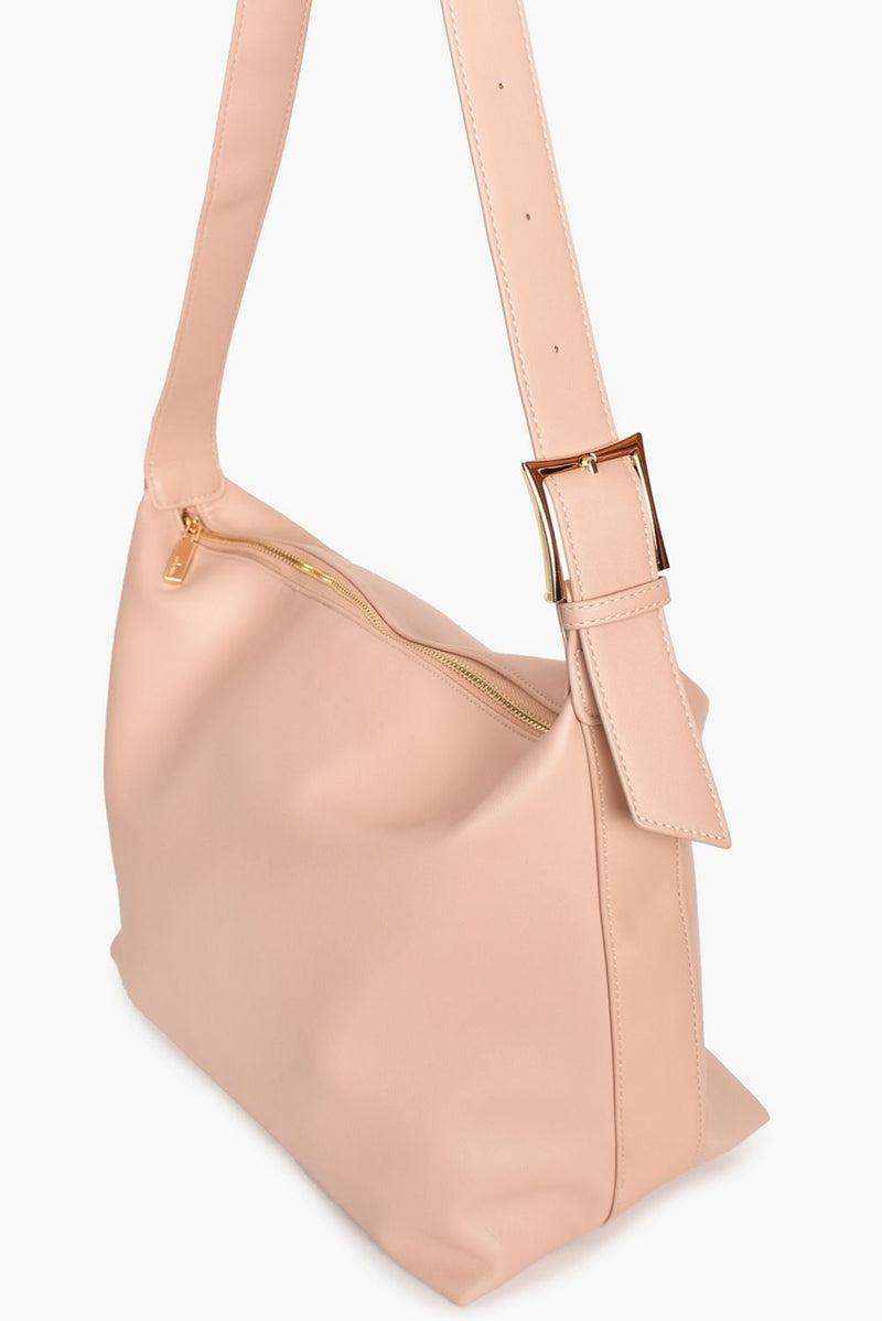 Ruby Smooth Box Shoulder Bag in Nude