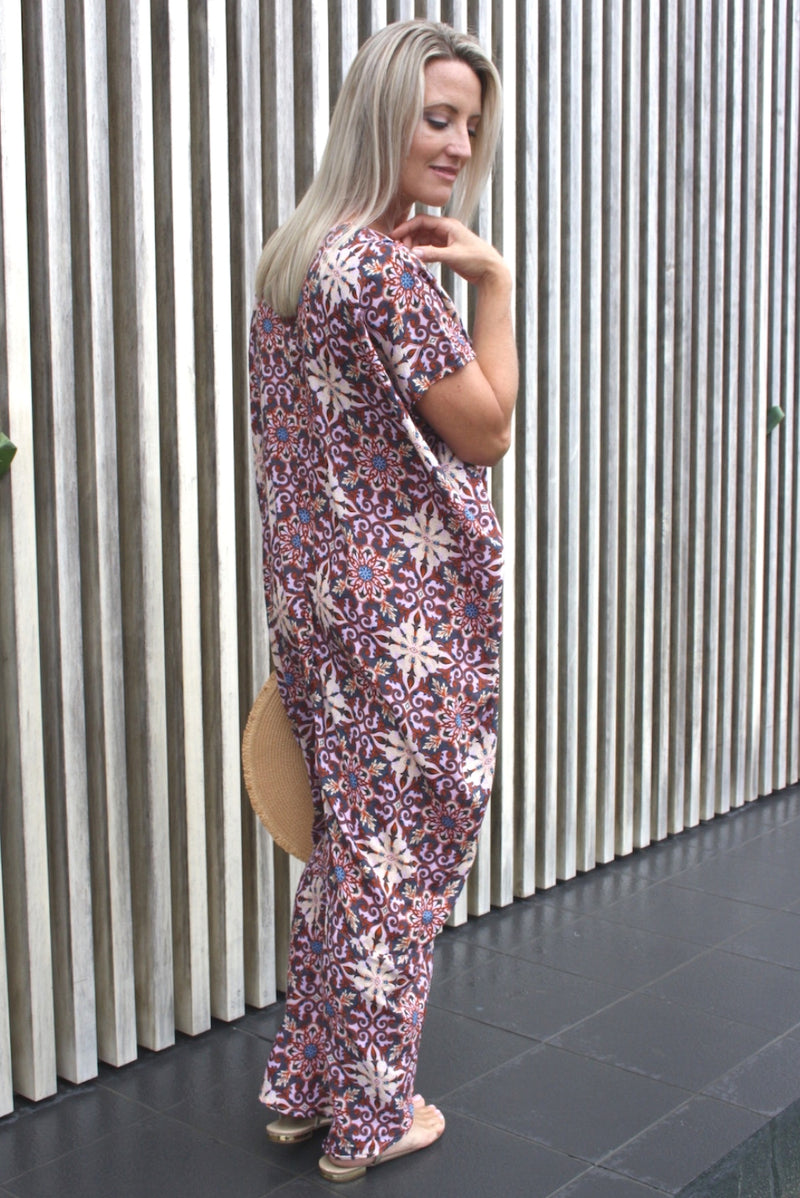 Island Holiday High Low Dress - Mosaic Rust