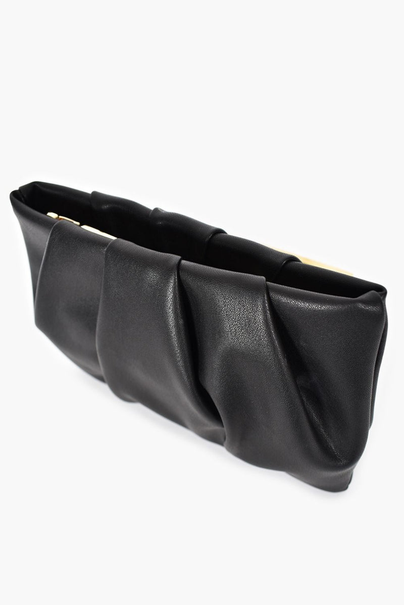 Brianna Pleat Pouch in Black or Toffee