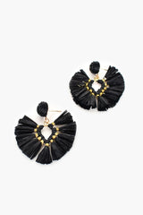 Raffia Fringe Weave Top Earrings in Black