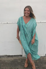 Island Holiday High Low Dress In Aquamarine