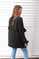 Sophia Cotton Overcoat in Black