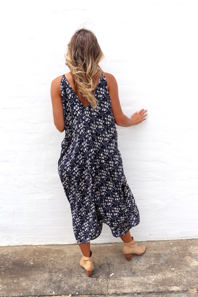 Palm Cove Dress Navy Flower
