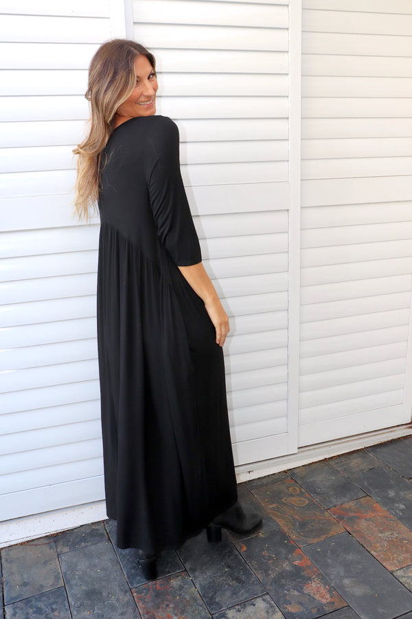 Molly Cotton Jersey Dress in Black