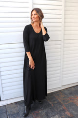 Molly Cotton Jersey Dress in Black