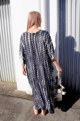 Long Kaftan In RainDrop Charcoal