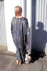 Long Kaftan In RainDrop Charcoal