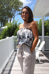 Living it up Long Jumpsuit In Taupe Fern