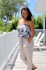 Living it up Long Jumpsuit In Taupe Fern