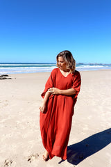 Long Kaftan In Rust
