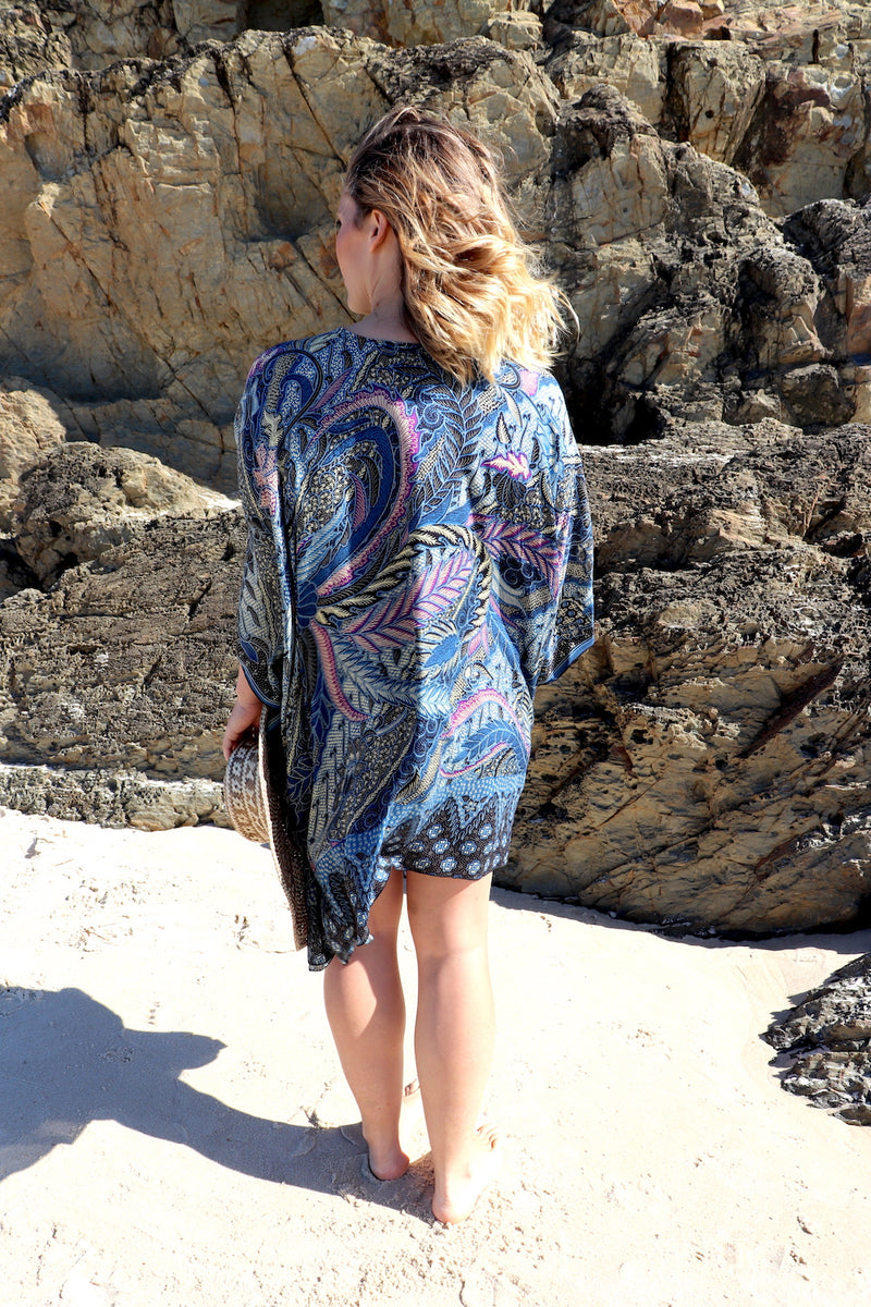 Short Kaftan In Peacock