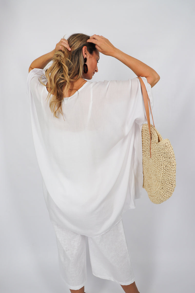 Short Kaftan In White