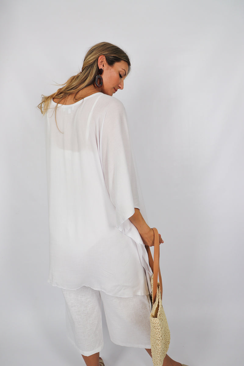 Short Kaftan In White