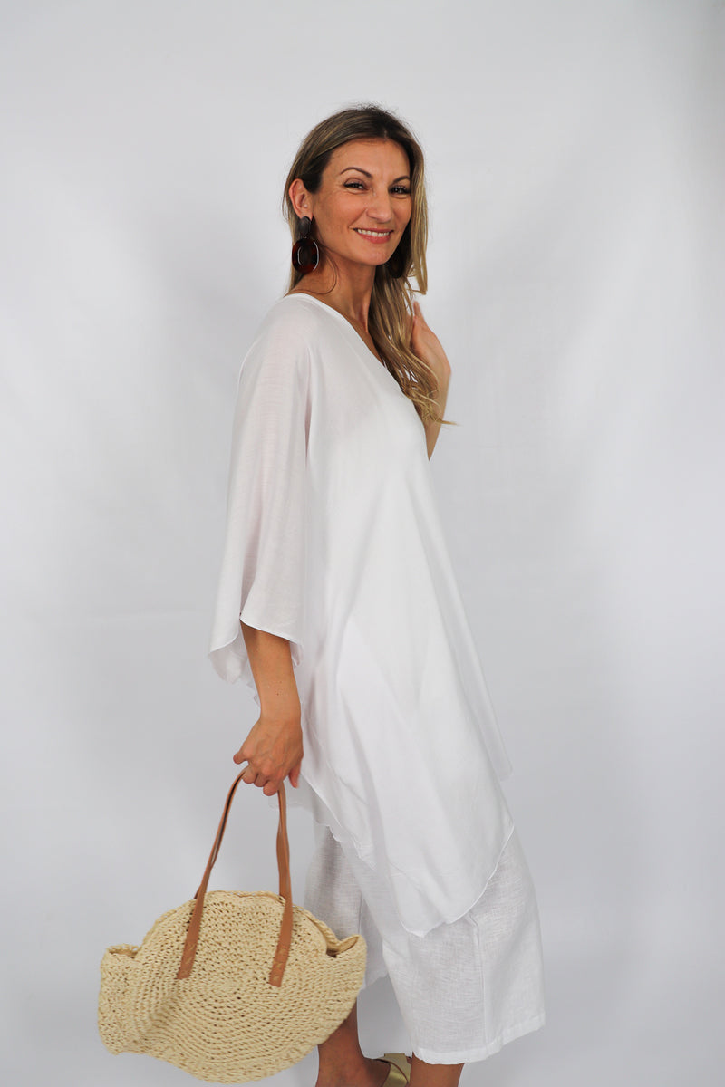 Short Kaftan In White