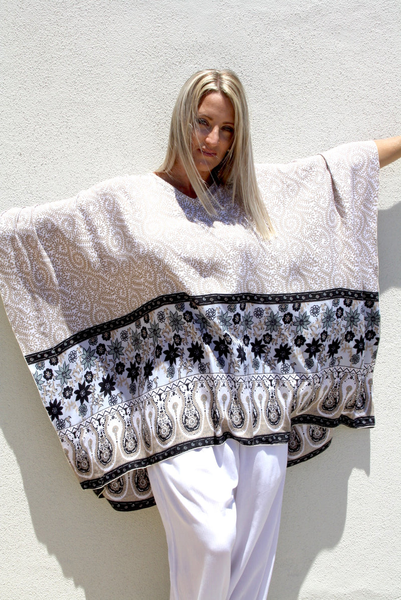 Short Kaftan in Taupe Fern