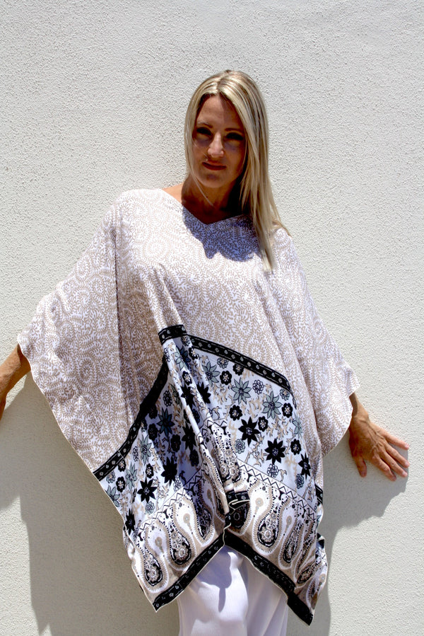 Short Kaftan in Taupe Fern