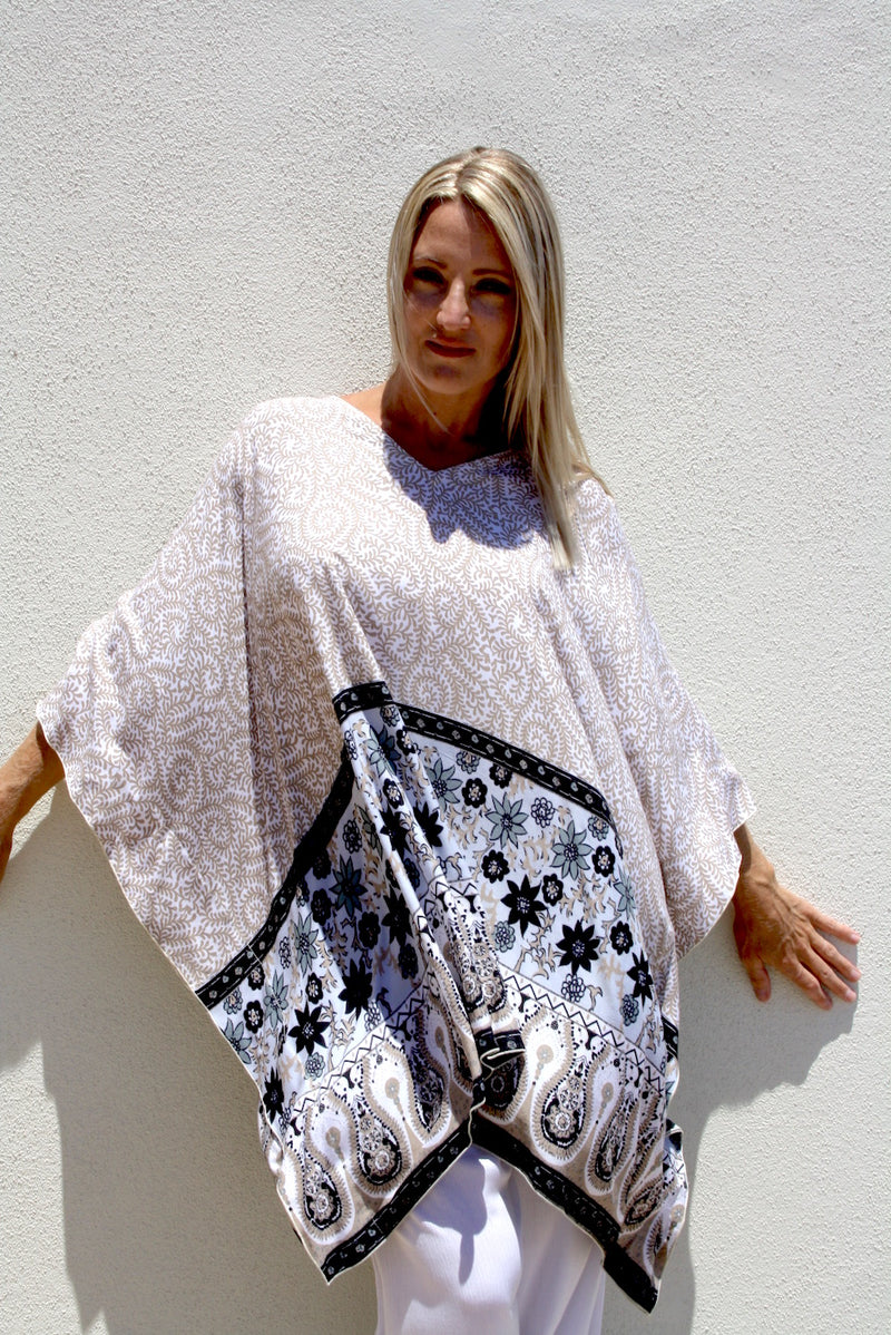 Short Kaftan in Taupe Fern