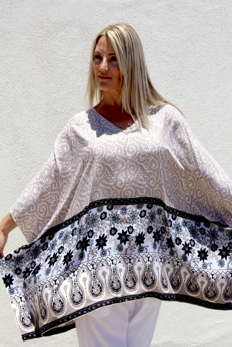 Short Kaftan in Taupe Fern