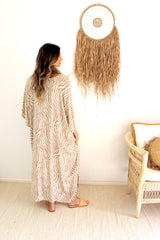 Long Kaftan In Zebra Taupe