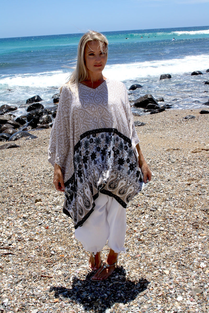 Short Kaftan in Taupe Fern
