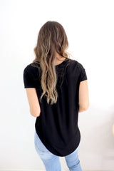 Basics - Short Sleeve Jersey Top in Black