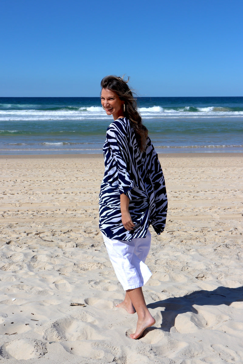 Short Kaftan Ocean Tide in Navy