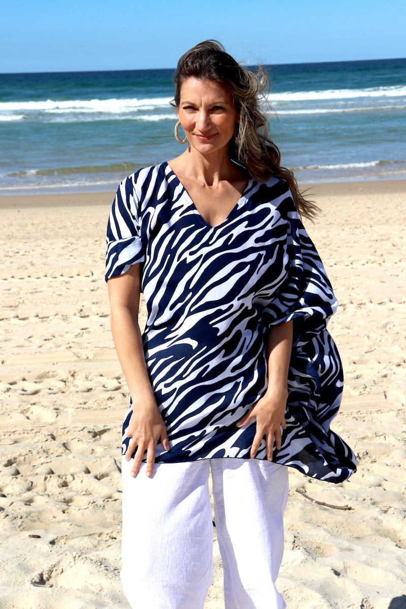 Short Kaftan Ocean Tide in Navy