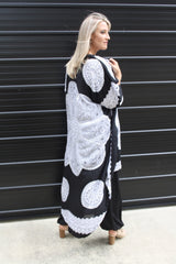 Black & White Bling Long Kimono