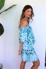 Holiday Dreaming Short Beach Dress/Top In Mint Diamond