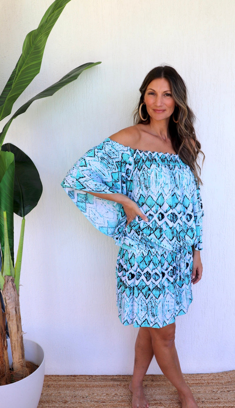 Holiday Dreaming Short Beach Dress/Top In Mint Diamond