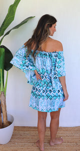 Holiday Dreaming Short Beach Dress/Top In Mint Diamond