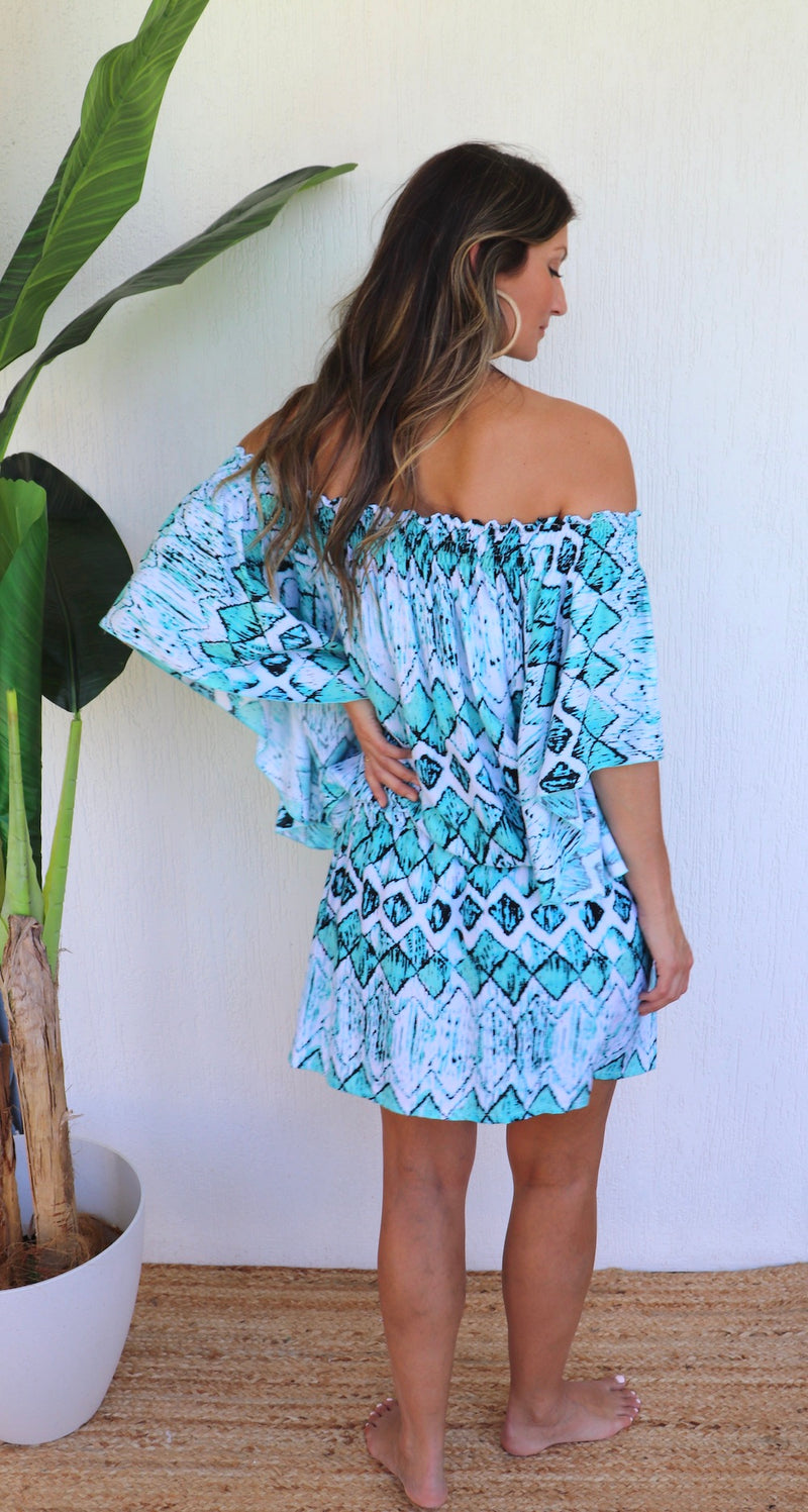 Holiday Dreaming Short Beach Dress/Top In Mint Diamond