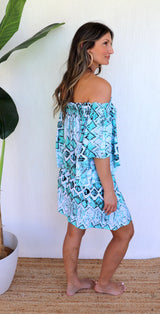 Holiday Dreaming Short Beach Dress/Top In Mint Diamond